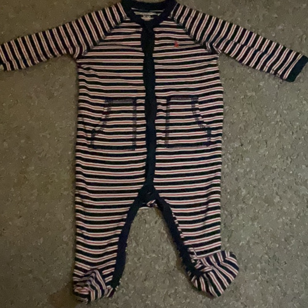 Polo by Ralph Lauren Blue and Pink Footies One Piece